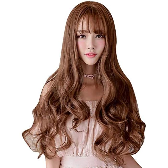 DILLARDS Wig Female Long Roll Big Wave Korean Air Bangs Headgear - Image 5